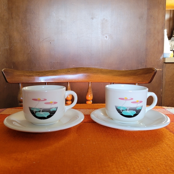 Vintage Italian coffee cup 80s new wave print mugs set x2 - Picture 2 of 7